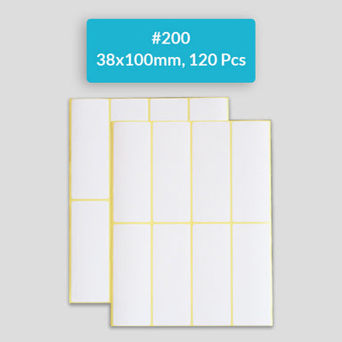 Self Adhesive Sticky White Labels 15 Sheets A5 Pack, #200,38x100mm