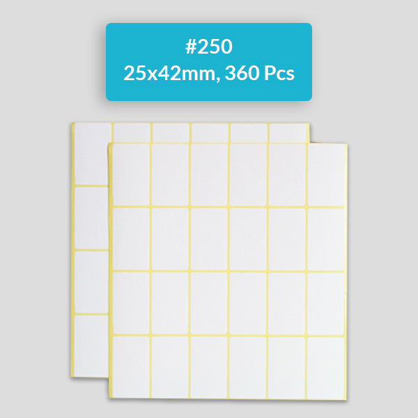 Self Adhesive Sticky White Labels 15 Sheets A5 Pack, #250,25x42mm