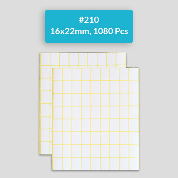 Self Adhesive Sticky White Labels 15 Sheets A5 Pack, #210,16x22mm