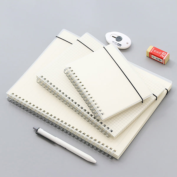 A5 A6 B5 Spiral Notebook Simple PP Cover Transparent Matte Line Grid Blank  Dot Notepad Diary