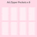 Stickers Organizer Storage Pouch Loose Leaf Binder Bundle and Pocket Pack, Zipper Pockets Pack / A6