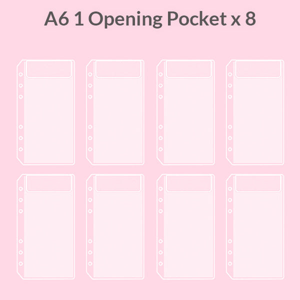 Stickers Organizer Storage Pouch Loose Leaf Binder Bundle and Pocket Pack, 1 Opening Pocket Pack / A6