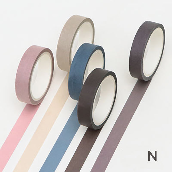 Pastel Color Gradient Washi Tape 5 Rolls Set, N