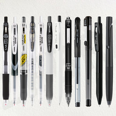 The Best Gel Pen Brand Pack ZEBRA PILOT uni-ball Pentel, Black and White 12 Pcs, Gel Pen
