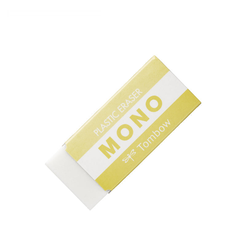 Tombow MONO Plastic Eraser 3 Pcs Pack, White (Pastel Yellow Sleeve) / Small: S