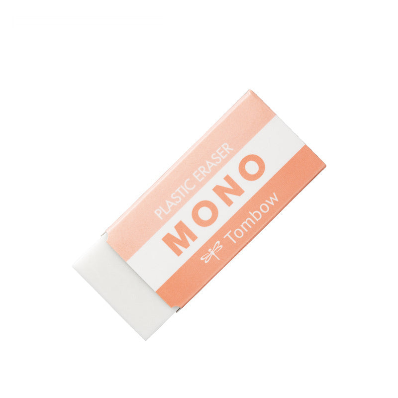 Tombow MONO Plastic Eraser 3 Pcs Pack, White (Pastel Orange Sleeve) / Small: S