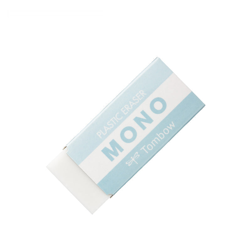 Tombow MONO Plastic Eraser 3 Pcs Pack, White (Pastel Blue Sleeve) / Small: S