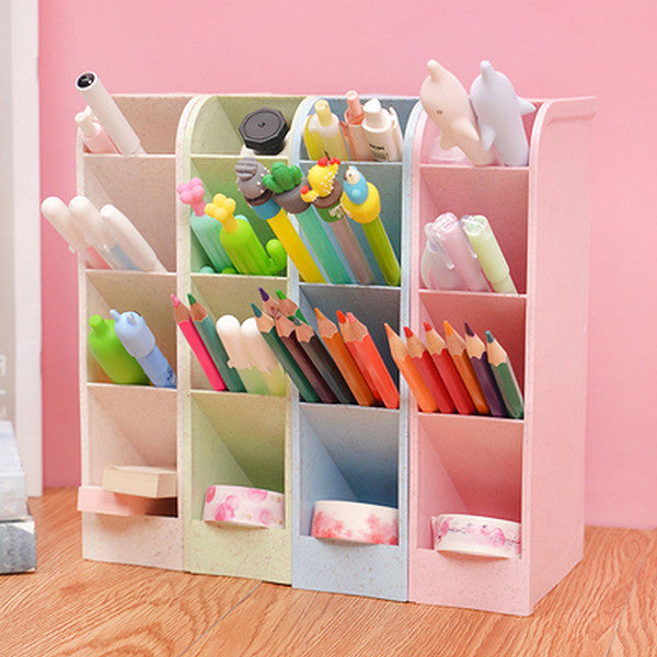 Kawaii Desktop Drawer Storage Box With Sticker Cute Plastic Clear Organizer  Boxes Student Desk Stationery Container Storage Rack