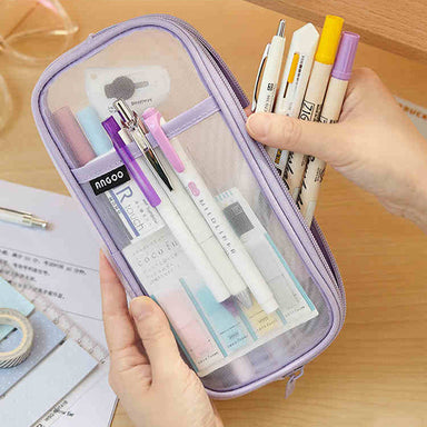 Transparent Mesh Zipper Large Pencil Case, Pencil Case
