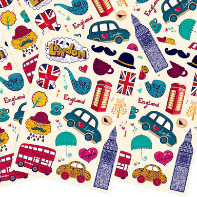 Travel Journal London Style Stickers, 1 Set - 20 pieces