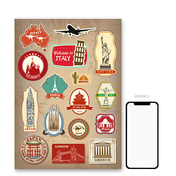 Travel Landmarks Retro Style Luggage Stickers