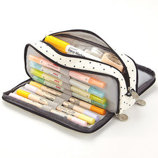 thumbnail image 2 of Hillento Large Capacity Canvas Pencil Case - Simple Zipper Stationery Holder In Yellow 2 of 12
