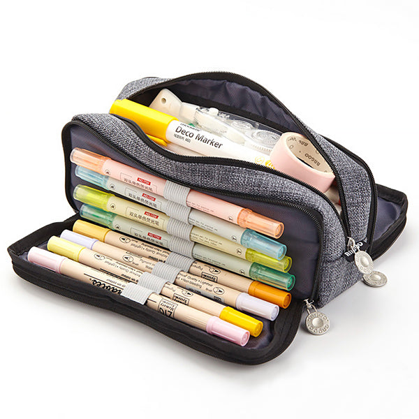 Large Capacity Pencil Case Flat Pencil Pouch, Sturdy Pen Box, Wide Opening  with Zipper Closure