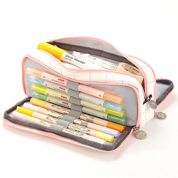 LParkin Cute Mermaid Pencil Case Canvas Pen Bag Pouch Gadget Stationary Case Makeup Cosmetic Bag Kawaii Box