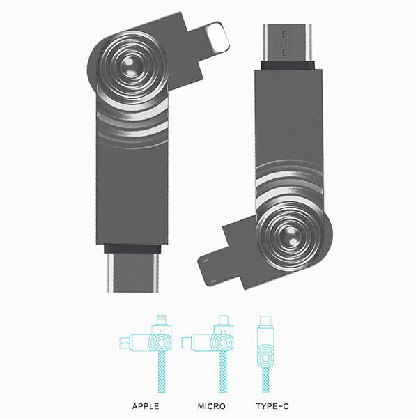 USB 3 in 1 Fast Charging Zinc Alloy Data Cable