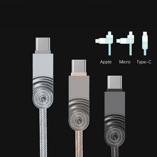 USB 3 in 1 Fast Charging Zinc Alloy Data Cable