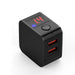 USB Power Adapter Digital Display 2 Ports 2.4A Max (USA, Canada Type A Plug), Black / with Digital Display
