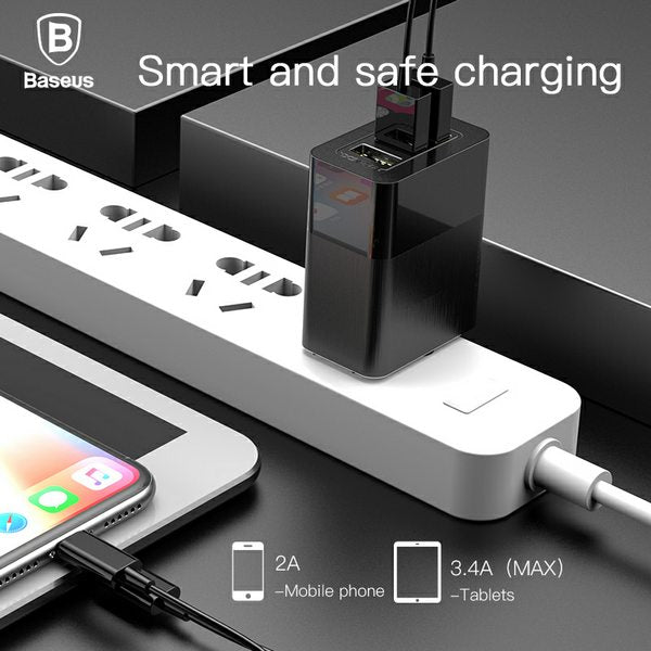 USB Power Adapter 3 Ports 3.4A Max (USA, UK and Europe Type A/G/F Plug)