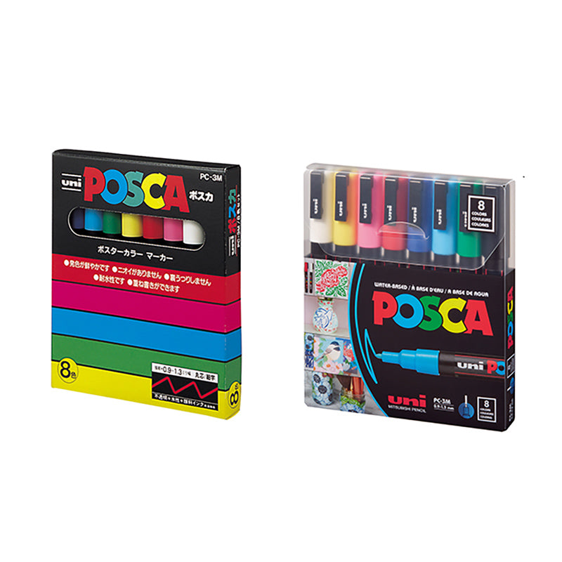 Uni Posca PC-1M 8 Pastel Colours Marker Bundle - Water Based Acrylic Pen  Set