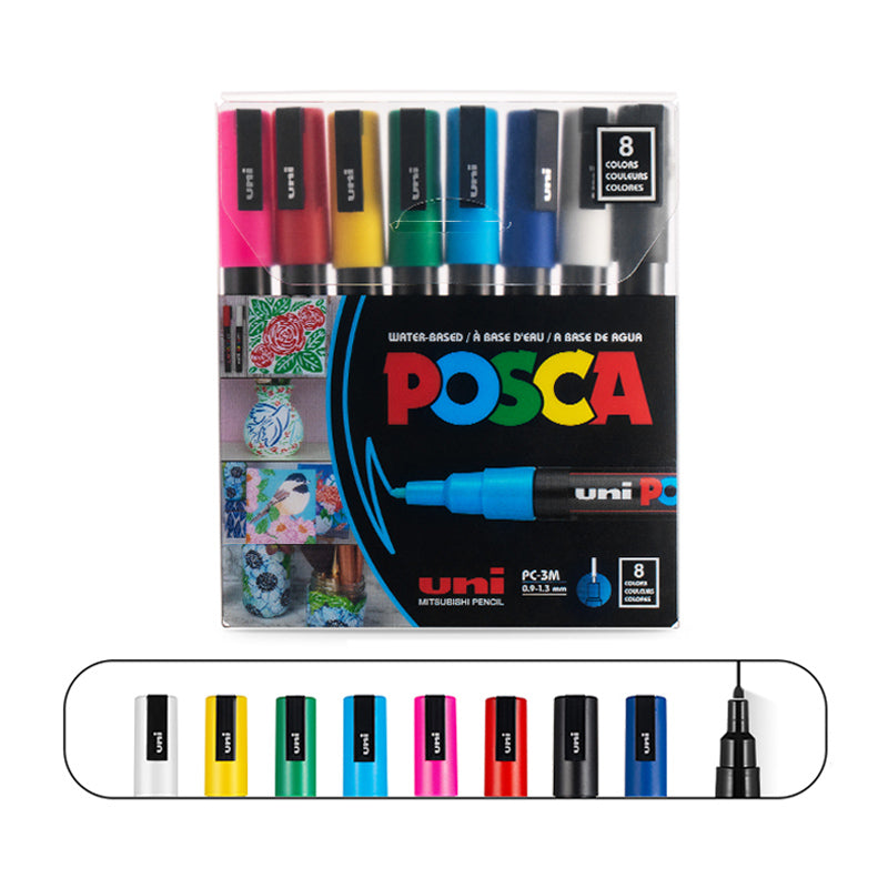 Uni POSCA Acrylic Paint Marker Pen 7/8 Colors Set, Basic / 3M