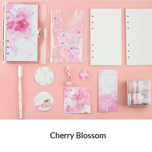 Unicorn Loose Leaf Notebook Binder Bundle, Cherry Blossoms / A5 - Large