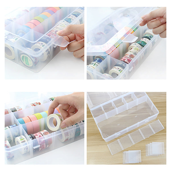 Cheers.us 3 Layers 18 Compartments Craft Organizer Box Plastic Adjustable Storage Box Case Small Storage Container Case for Beads Crafts Jewelry