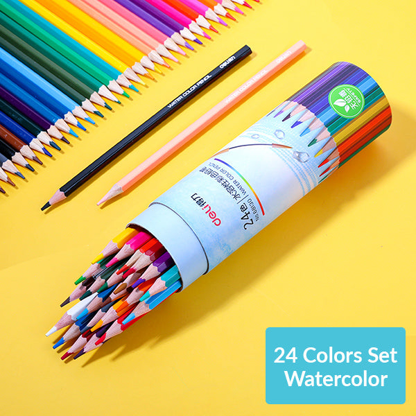 Watercolor Oil-Based Colored Pencil 12/24/36/48 Colors Set, 24 Pcs Watercolor Set