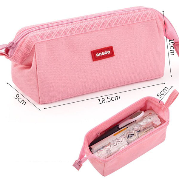Wide Opening Triangular Pencil Case, Pink