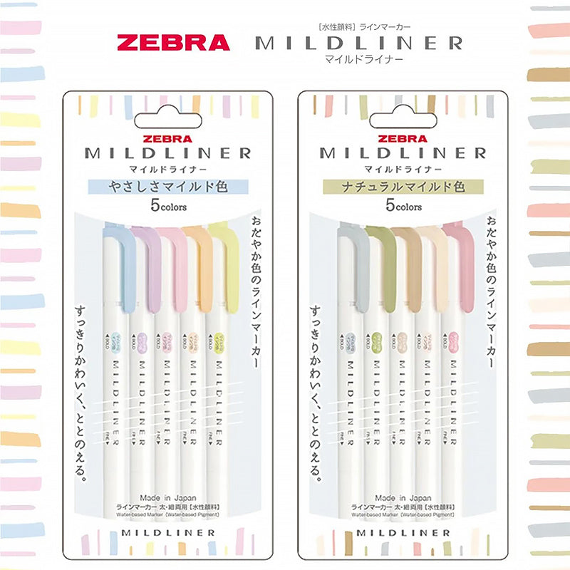 Zebra Mildliner Double-Sided Highlighters Fine Bold 5 / 25 Colors Set