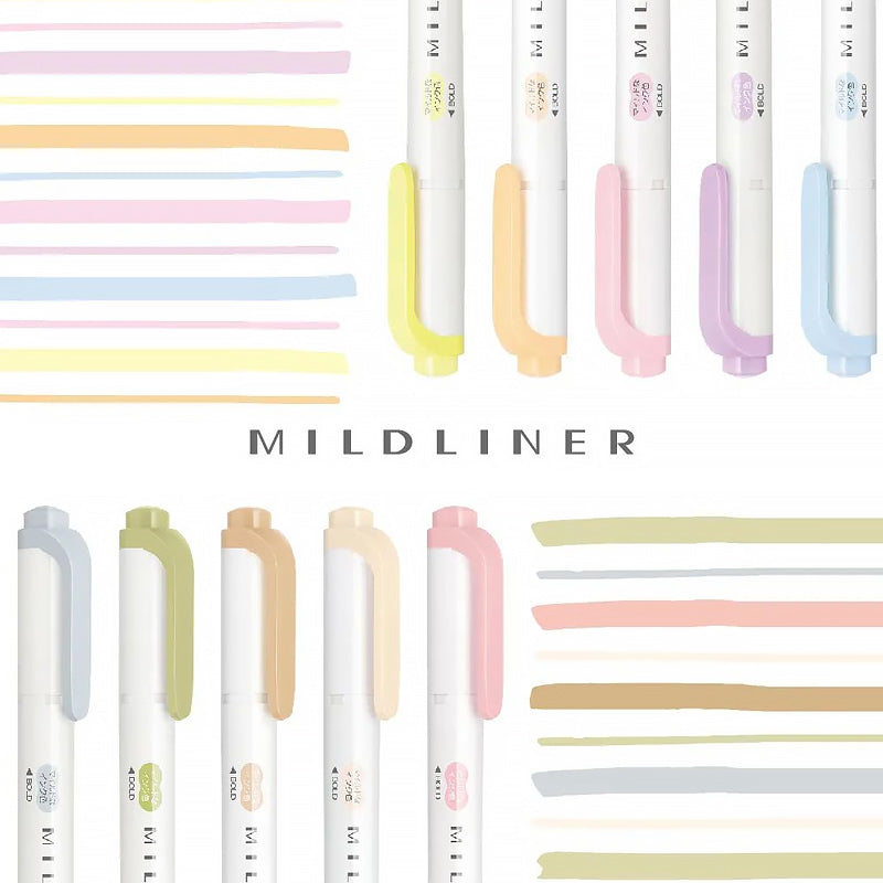 Zebra Mildliner Double Sided Highlighters - Mild Pastel