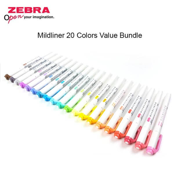 Zebra Mildliner Highlighters - Pack of ALL 25 Colours