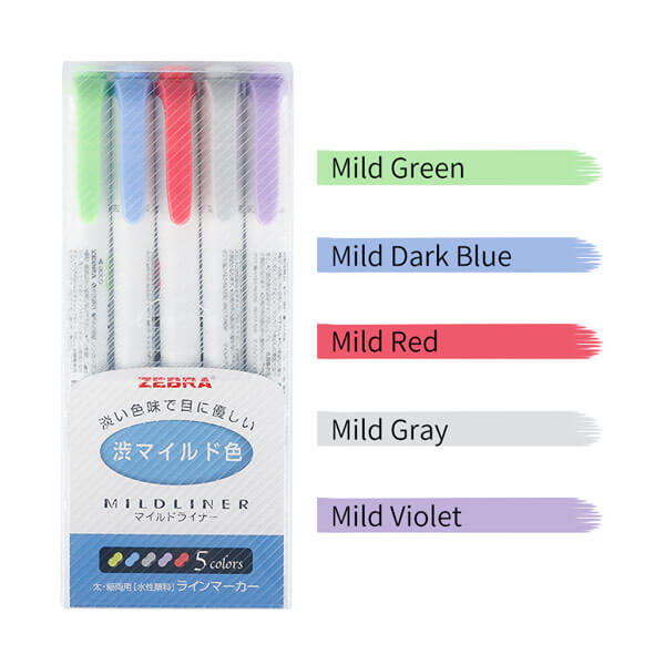 Zebra Mildliner Double-Sided Highlighters Fine Bold 3 / 4 / 5 / 25 Col — A  Lot Mall