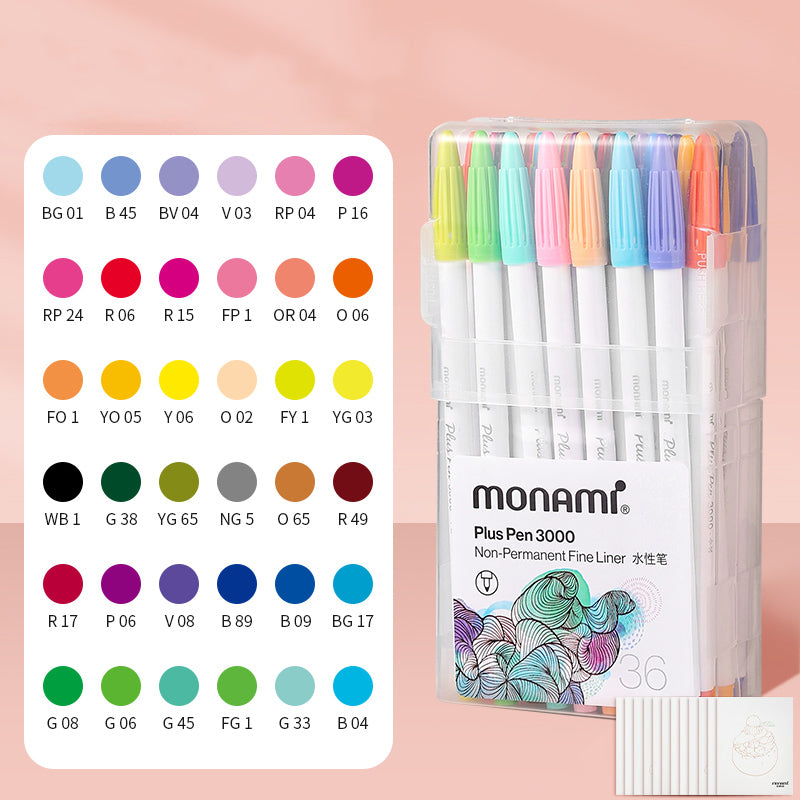 monami Plus Pen 3000 Marker 12/34/36 Colors Set, 24 Colors