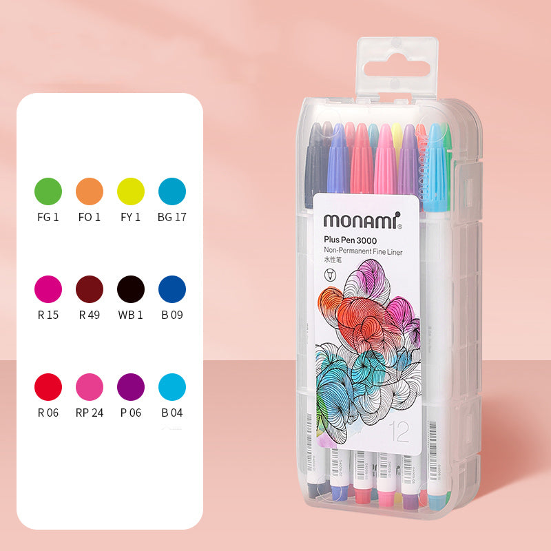 monami Plus Pen 3000 Marker 12/34/36 Colors Set, 12 Colors